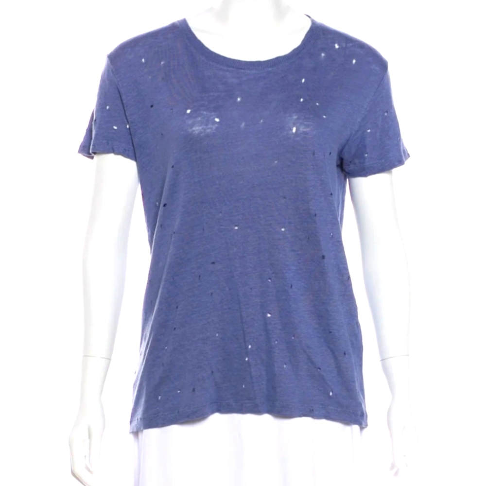Express distressed white crew tee